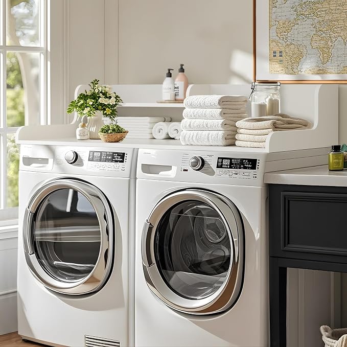 Kaboon Washer Dryer Countertop 2 Tier 54 inches Wide, Laundry Shelf Topper - Image 2