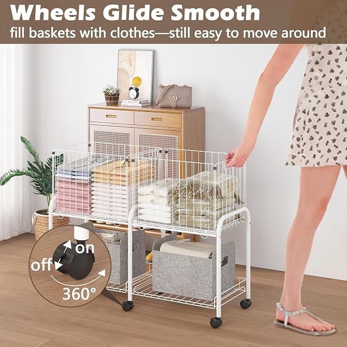 FOLLOWIN Rolling Laundry Cart - Image 3