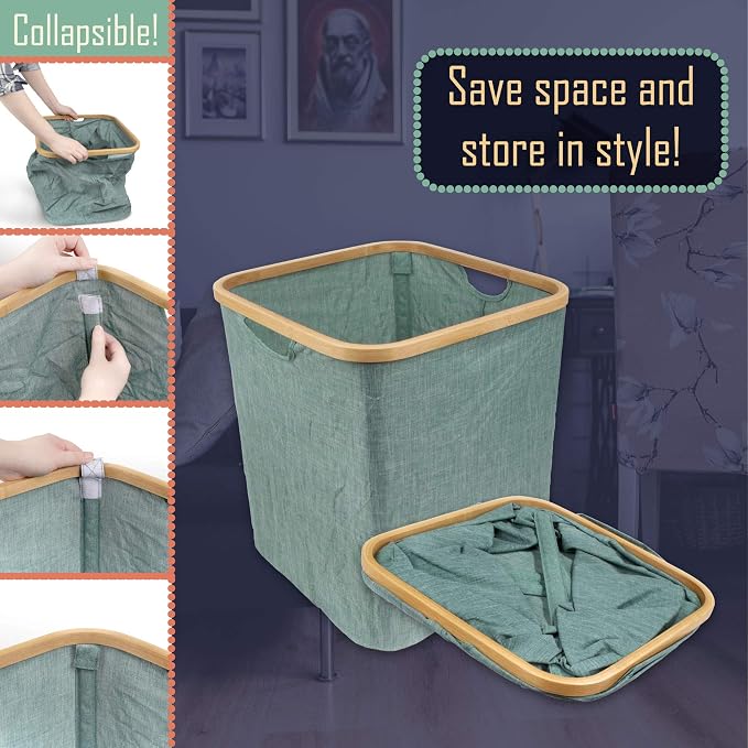 Foldable Bamboo Laundry Hamper without Lid - Image 4