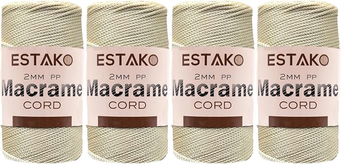 Estako 2 mm PP Polyester Macrame Cord 100% Polypropylene Perfect Supplies by Estako