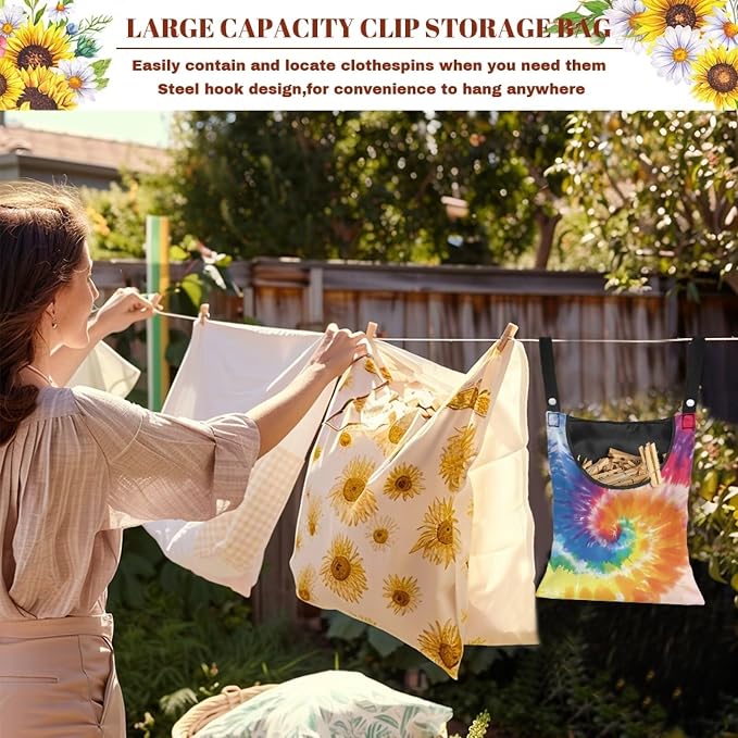 Rainbow Tie Dye Hanging Clothes Pin Bag - Image 5