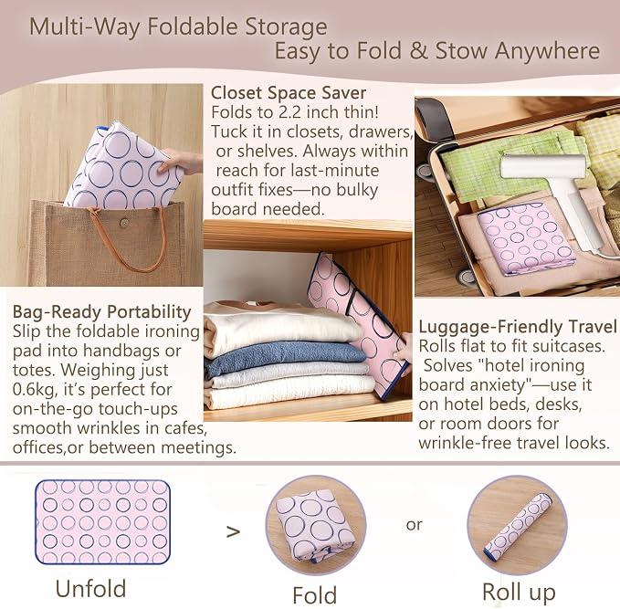 Portable Foldable Ironing Mat for Table Top Iron Pad for Countertop Thick - Image 6