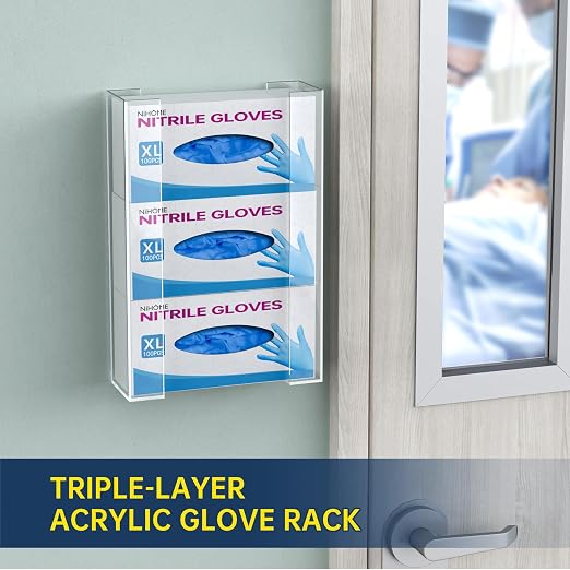 NiHome Multi-Tier Clear Acrylic Wall Mount Glove Box Holder Tissue Box Dispenser - Image 2