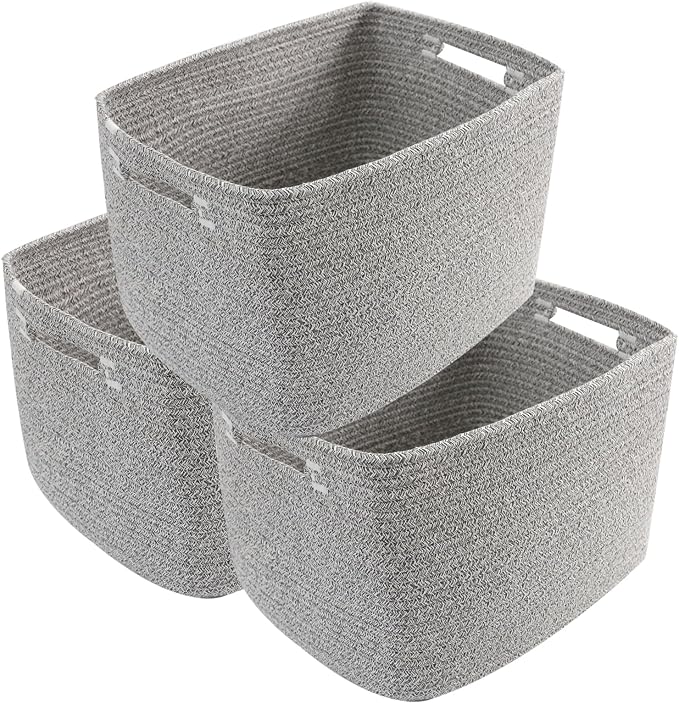 3 Pack Woven Storage Baskets for Shelves, 13.5"×11"×9.5"Organizing Bins by HZFTJOY