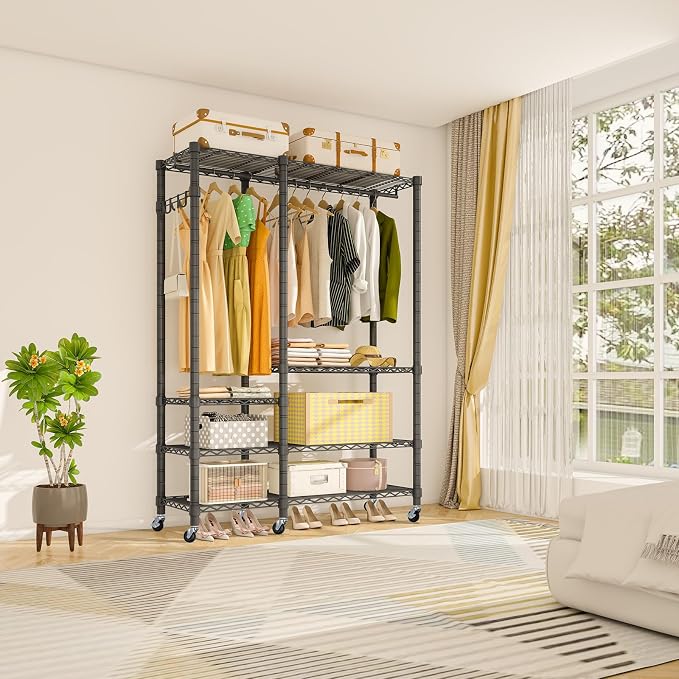 Rolling Clothes Rack, Heavy Duty Garment Rack - Image 7