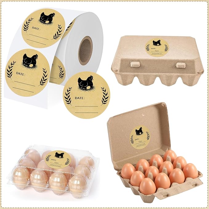 500 Pcs 2 inch Natural Brown Kraft Chicken Egg Canning Sticker - Image 2