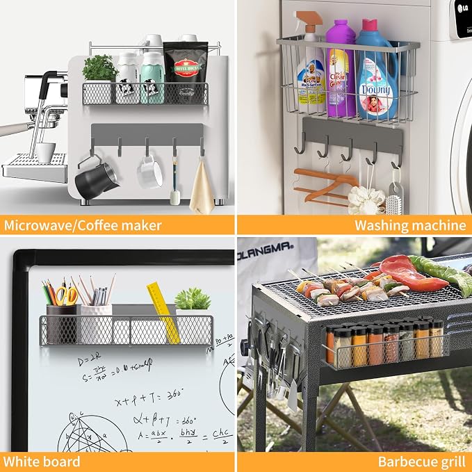 Magnetic Spice Rack for Refrigerator, 7 Pack Metal Magnetic Shelf, Moveable - Image 7