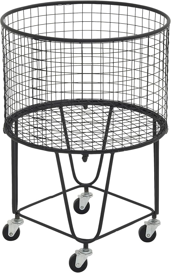 CosmoLiving by Cosmopolitan Metal Storage Cart Deep Set Rolling Mesh Laundry by Deco79