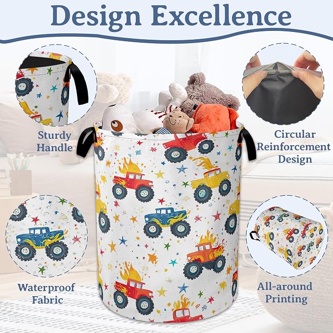 Cute Truck Laundry Basket, Foldable Oxford Cloth Laundry Hamper - Image 4
