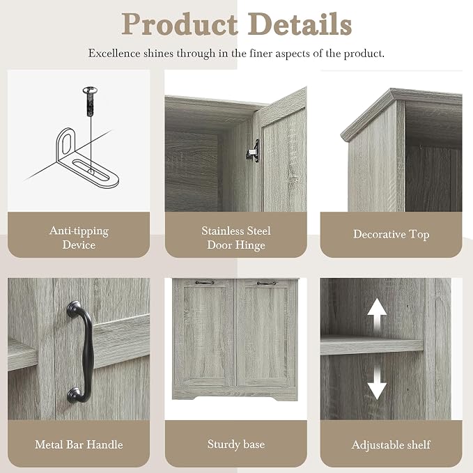 68" Tall Bathroom Storage Cabinet - Image 6