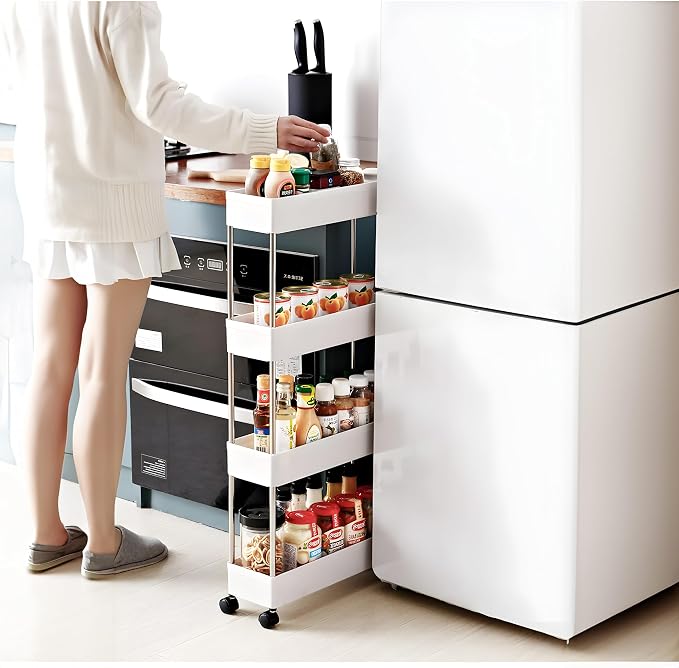 Slim Rolling Storage Cart w/ 4 Tiers - Image 8