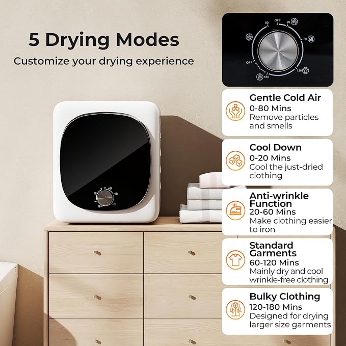 COSTWAY Portable Clothes Dryer, 1.5 cu.ft Compact Drying Machine - Image 4