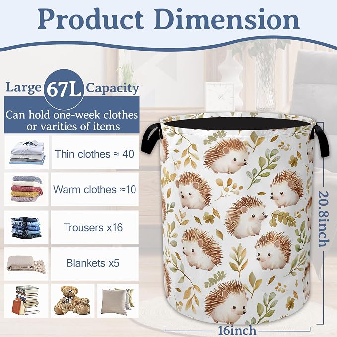Cute Hedgehog Laundry Basket, Oxford Cloth Laundry Hamper - Image 2