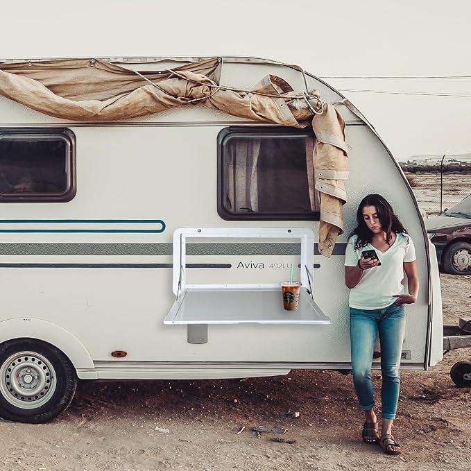 Foldable Rv Tables, 31.5 x 17.7 inchs Campervan Outside Picnic Wall Mounted - Image 2