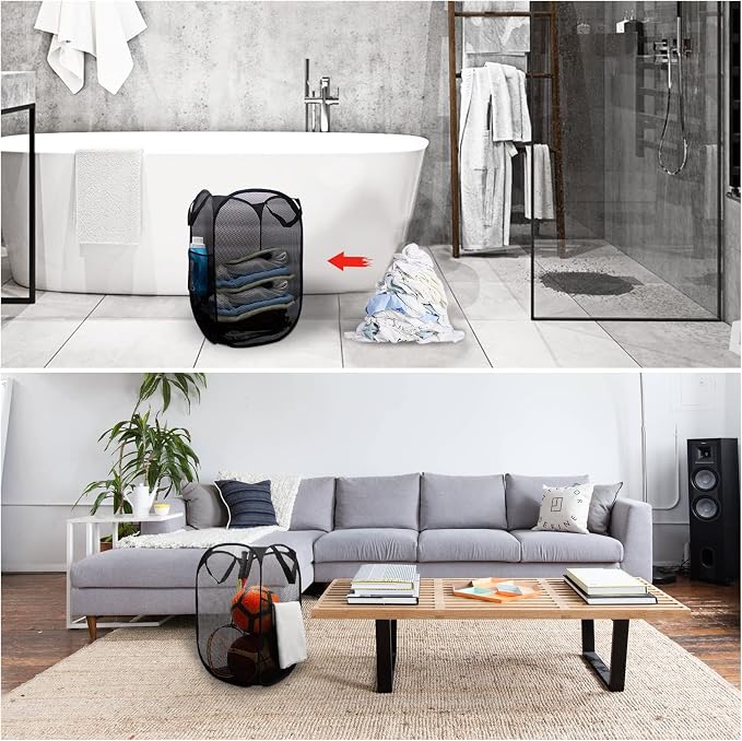Pop Up Laundry Basket，Collapsible and Portable Clothes Washing Laundry Hamper - Image 3