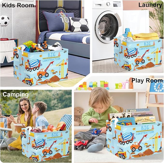 Construction Vehicle Baby Laundry Hamper Collapsible Clothes Kids Storage - Image 7