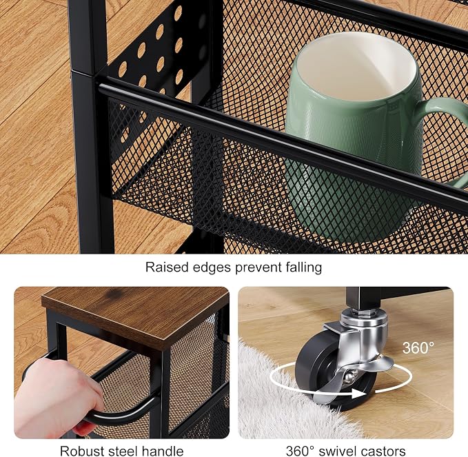 Slim Rolling Cart, 4 Tier Storage Cart, Narrow Cart - Image 7