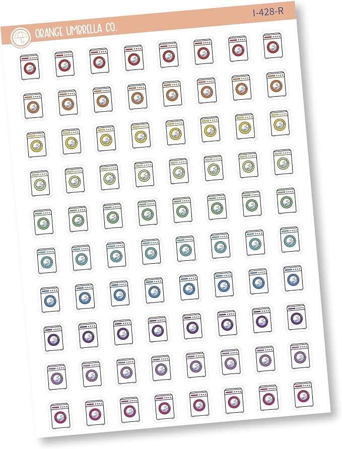 Laundry Icon Planner Stickers | Washing Machine Icon Chore Labels | Cleaning by Orange+Umbrella+Co