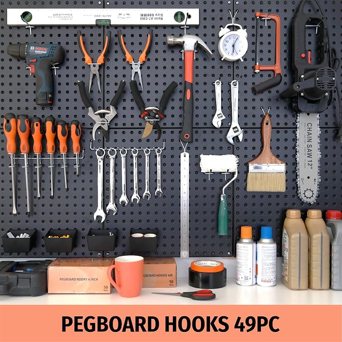 HUHOLE 49 Piece Pegboard Hooks Assortment Kit - Image 7