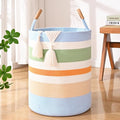 60L Striped Laundry Basket, Rainbow Laundry Hamper by Degeyoyo