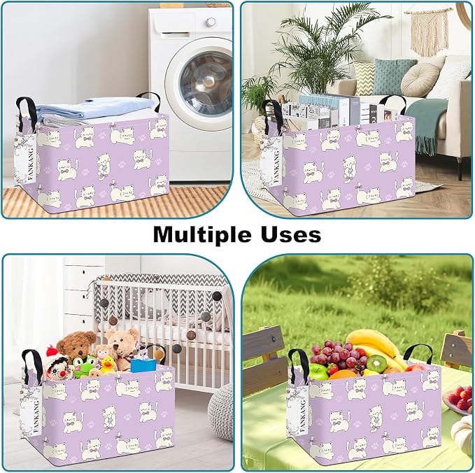 FANKANG Storage Bins, Nursery Hamper Canvas Laundry Basket Foldable - Image 6