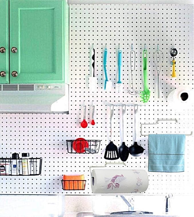 2 Pack Stainless Steel Pegboard Paper Towel Holder | Pegboard Hooks | Pegboard - Image 6