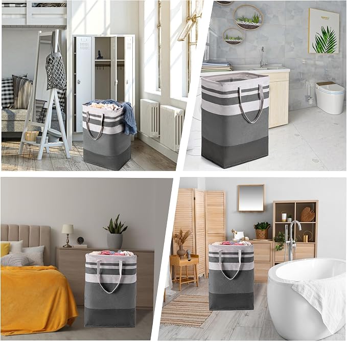 BOOMIBOO 2 Pack Large Laundry Basket, Waterproof Freestanding Laundry Hamper - Image 6