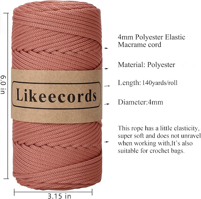 4mm Polyester Braided Macrame Cord Rope 140Yards Macrame Supplies - Image 2