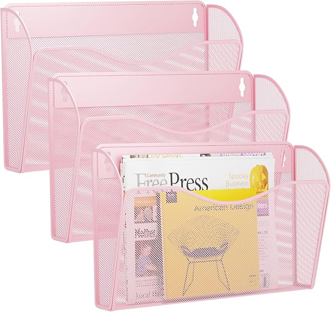 3 Single Pocket Wall File Holder, Mesh Hanging File Folder Paper Organizer by GDINDINFAN