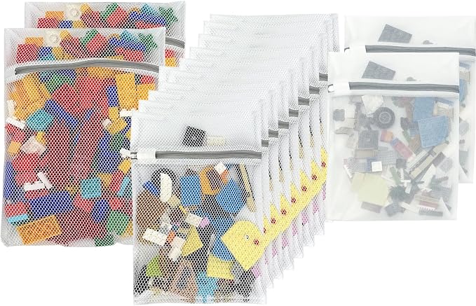 14 Pack Mesh Laundry Bags for building blocks by TrueLux