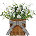 White Daisy Wreath Spring Door Hanger Basket Wreath, Artificial Spring Summer by Elasign