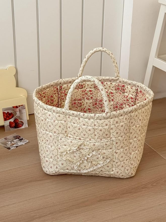 Storage Basket Boho Fabric Large Collapsible Floral Laundry Nursery Hamper by Ankick