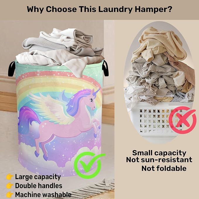 Rainbow Unicorn Foldable Laundry Hamper - Image 3