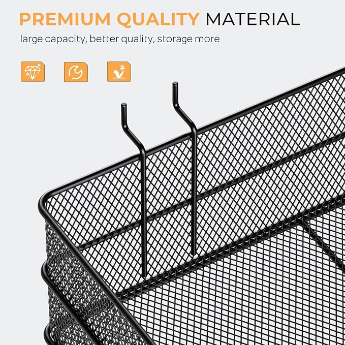 INCLY 4 Pack Upgrade Pegboard Baskets, 4 Sizes Square Style Metal Mesh Pegboard - Image 4