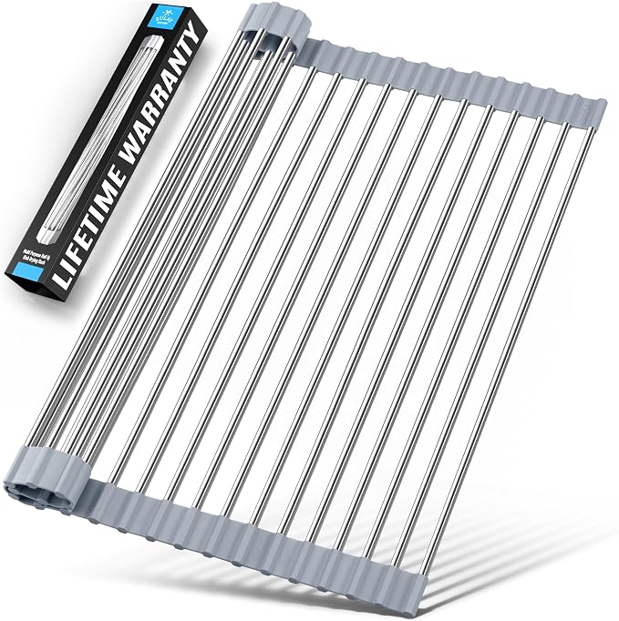 Zulay Kitchen Over The Sink Dish Drying Rack, Roll Up Heavy Duty Stainless by ZulayKitchen