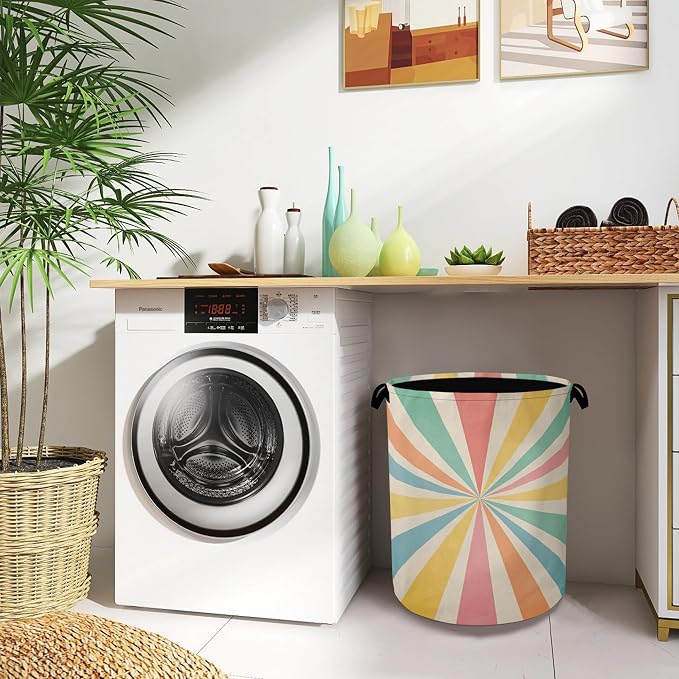 Boho Abstract Geometric Laundry Basket, Foldable - Image 8