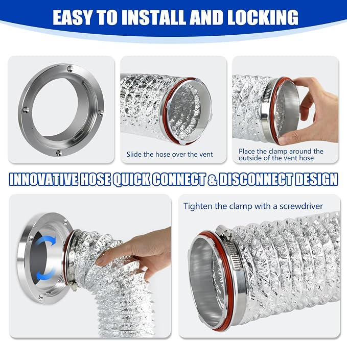 Aluminum Alloy 4 Inch Dryer Vent Hose Connector Kit, Quick Setup Design - Image 6