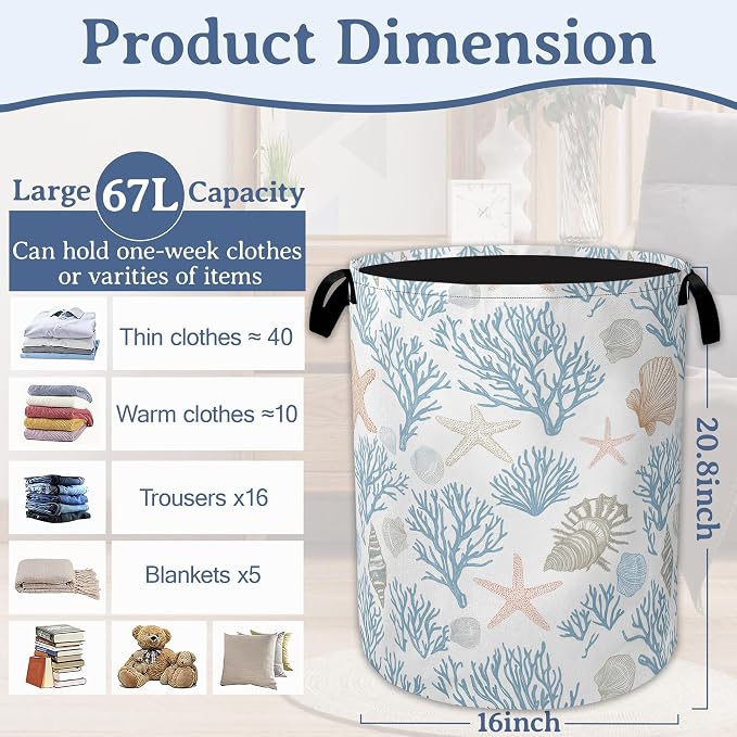 Starfish Coral Shells Laundry Hamper - Image 2