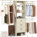 Closet System with Drawer - 8FT Wood Closet Organizer System with 3 Hanging by Besiost