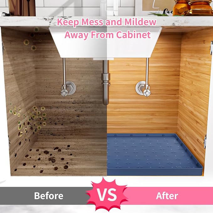 Sdpeia Under Sink Mat 28"×22" Waterproof Silicone Cabinet Liner & Sink Protector - Image 6