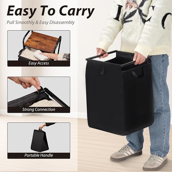 Laundry Hamper with Removable Bags & Built-In Shelf - Image 4