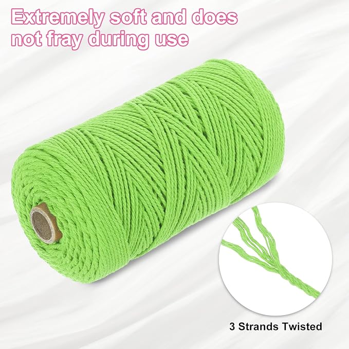 HARFINGTON Natural Macrame Cord 2mm x 220 Yards 3 Strand Twisted Cotton Macrame - Image 3