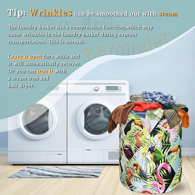 Funny Tropical Birds Laundry Basket Foldable - Image 6