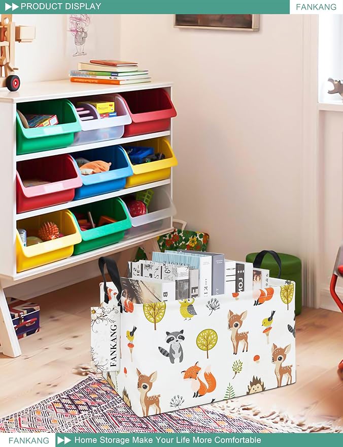 FANKANG Storage Bins, Nursery Hamper Canvas Laundry Basket Foldable - Image 4