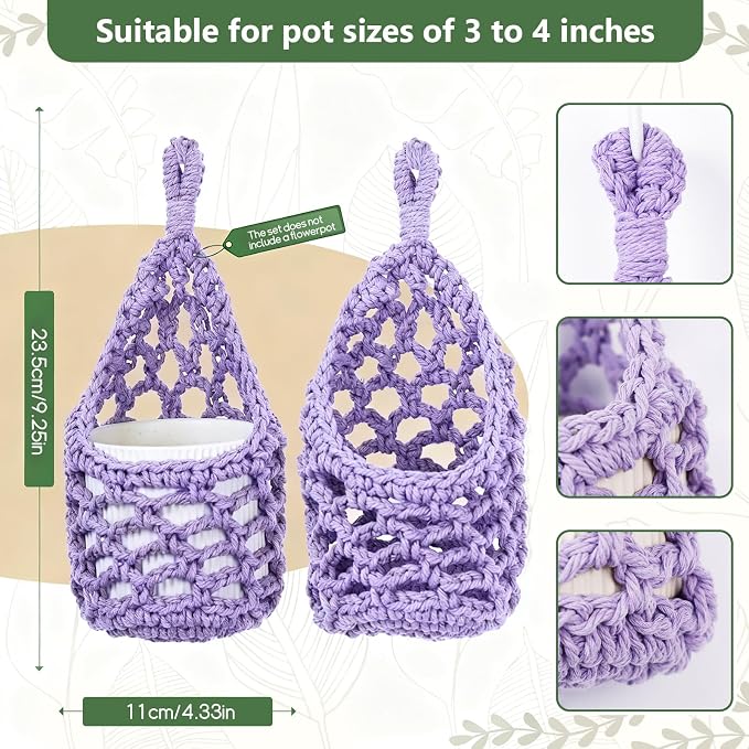 Macrame Wall Plant Hanger, Hanging Planter Basket Holder, Wall Planters - Image 3