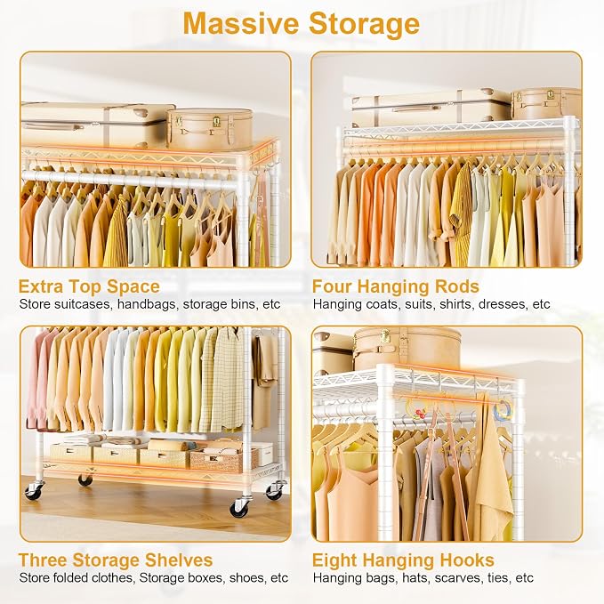 P5 Plus Rolling Clothes Rack Heavy Duty, Clothing Racks - Image 8
