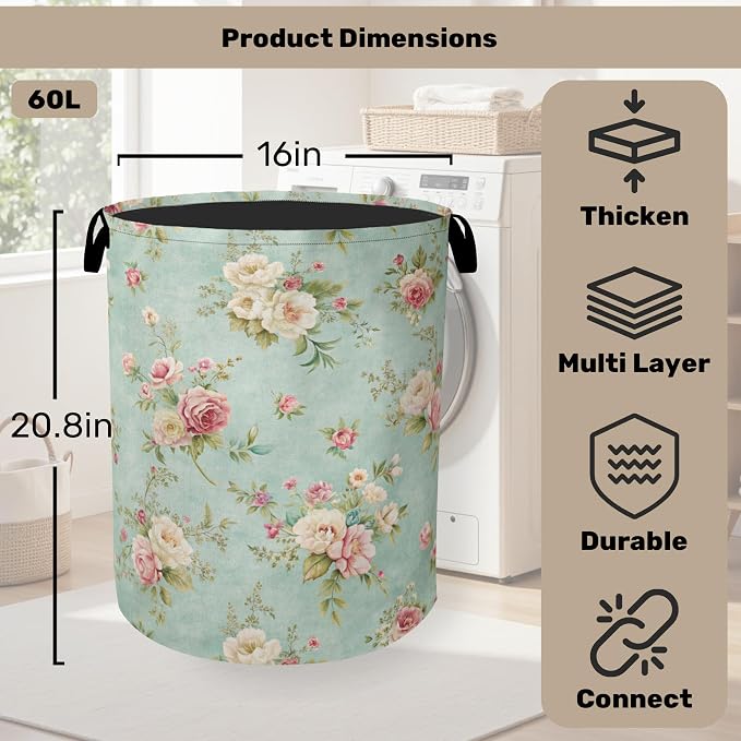 Vintage Rose Laundry Basket - Image 2