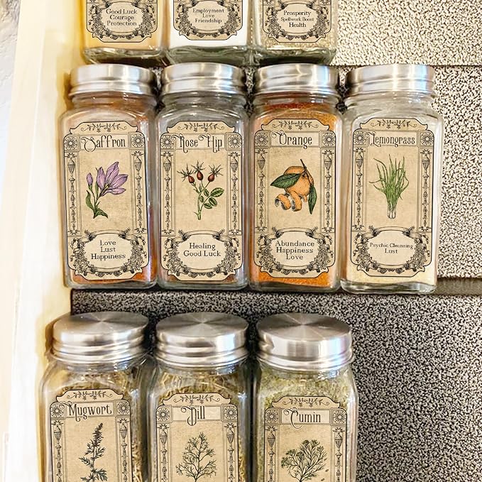 72Pcs Herb Stickers Lables for Jars Vintage Spice Apothecary Herb Spice Labels - Image 2