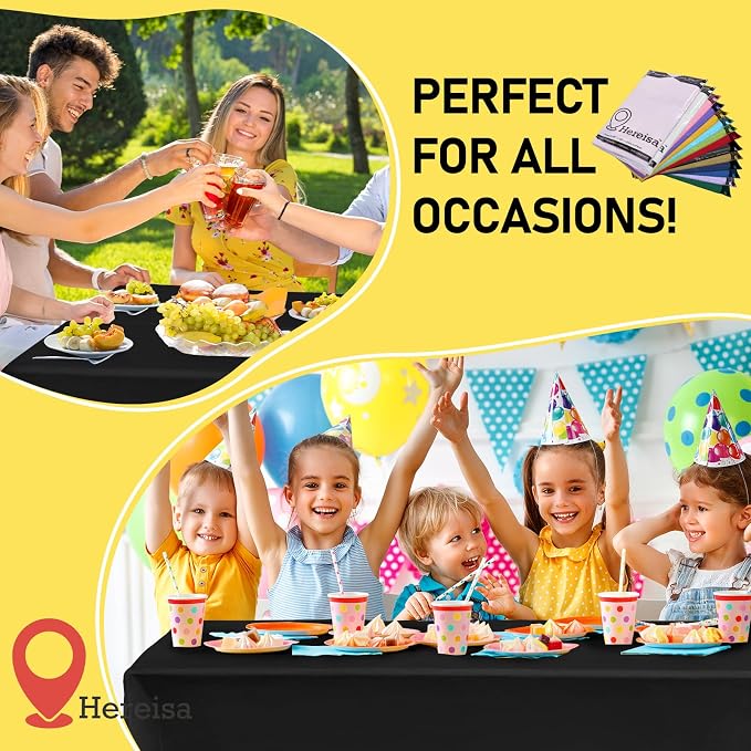 Plastic Black Tablecloths 3 Pack Disposable Table Covers 54 x 108 Inches Pitch - Image 6