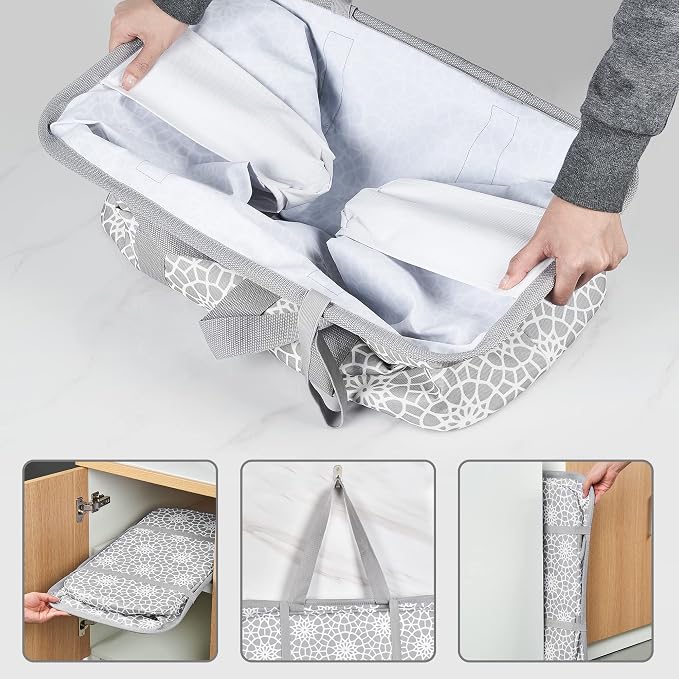 JOMOLA Collapsible Laundry Caddy 80L Large Foldable Laundry Basket Grey - Image 5
